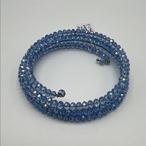 Sparkly 5-Strand Memory Wire Blue Crystal Beaded Bracelet